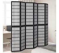 vidaXL Room Divider 6 Panels Black Solid Wood Paulownia