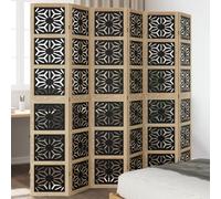 vidaXL Room Divider 6 Panels Brown and Black Solid Wood Paulownia