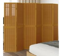 vidaXL Room Divider 6 Panels Brown Solid Wood Paulownia