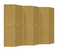vidaXL Room Divider 6 Panels Brown Solid Wood Paulownia