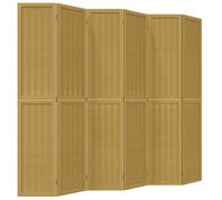 vidaXL Room Divider 6 Panels Brown Solid Wood Paulownia