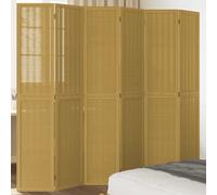 vidaXL Room Divider 6 Panels Brown Solid Wood Paulownia