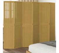 vidaXL Room Divider 6 Panels Brown Solid Wood Paulownia