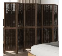 vidaXL Room Divider 6 Panels Dark Brown Solid Wood Paulownia