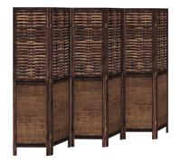 vidaXL Room Divider 6 Panels Privacy Screen Dark Brown Solid Wood Paulownia