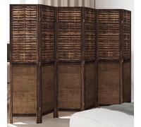 vidaXL Room Divider 6 Panels Dark Brown Solid Wood Paulownia