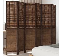 Vidaxl Room Divider 6 Panels Dark Brown Solid Wood Paulownia