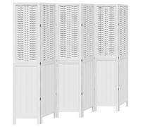 vidaXL Room Divider 6 Panels Office Privacy Screen White Solid Wood Paulownia