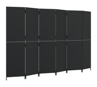 vidaXL Room Divider 6 Panels Privacy Screen Balcony Screen Black Poly Rattan