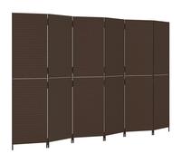 vidaXL Room Divider 6 Panels Privacy Screen Balcony Screen Brown Poly Rattan