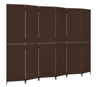 vidaXL Room Divider 6 Panels Privacy Screen Balcony Screen Brown Poly Rattan