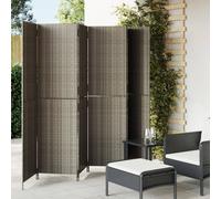 vidaXL Room Divider 6 Panels Privacy Screen Balcony Screen Grey Poly Rattan
