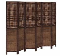 vidaXL Room Divider 6 Panels Privacy Screen Dark Brown Solid Wood Paulownia