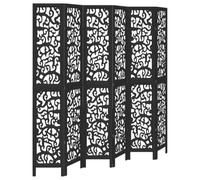 vidaXL - Room Divider 6 Panels Privacy Screen - Paulownia Wood, Black, 210-215cm x 220cm - Office, Bedroom, Living Room