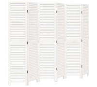 vidaXL Room Divider 6 Panels Room Privacy Screen White Solid Wood Paulownia