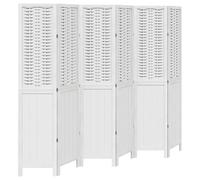 vidaXL Room Divider 6 Panels White Solid Wood Paulownia