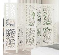 vidaXL Room Divider 6 Panels White Solid Wood Paulownia