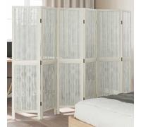 vidaXL Room Divider 6 Panels White Solid Wood Paulownia