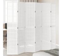 vidaXL Room Divider 6 Panels White Solid Wood Paulownia