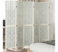 vidaXL Room Divider 6 Panels White Solid Wood Paulownia