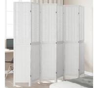Vidaxl Room Divider 6 Panels White Solid Wood Paulownia