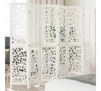 vidaXL Room Divider 6 Panels White Solid Wood Paulownia