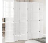 vidaXL Room Divider 6 Panels White Solid Wood Paulownia