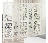 Vidaxl Room Divider 6 Panels White Solid Wood Paulownia