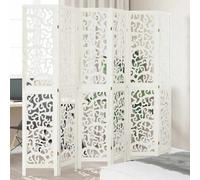 Vidaxl Room Divider 6 Panels White Solid Wood Paulownia