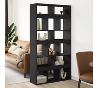 vidaXL Room Divider/Office Partition - Black Engineered Wood, 100x33x187.5 cm, 15 Compartments, Versatile Bookshelf for Living Room/Study