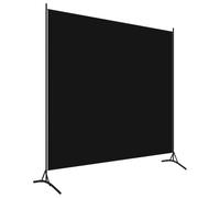 vidaXL Single-Panel Freestanding Room Divider - Stylish and Convenient Partition Screen for Privacy in Living Room, Bedroom - 175x180 cm - Black - Iron and Fabric - Assembly required