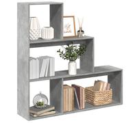 vidaXL Room Divider Bookcase 3-Tier Concrete Grey 123x29x123 cm Engineered Wood