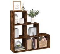 vidaXL Room Divider Bookcase 3-Tier Smoked Oak 99x29x99 cm Engineered Wood