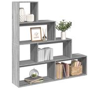 vidaXL Room Divider Bookcase 4-Tier Grey Sonoma 143.5x29x143.5 cm Engineered Wood