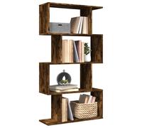 vidaXL Room Divider Bookcase 4-Tier Smoked Oak 70x24x129 cm Engineered Wood