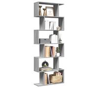 vidaXL Room Divider Bookcase 6-Tier Grey Sonoma 70x24x193 cm Engineered Wood