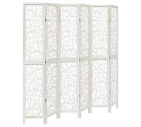vidaXL Room Divider Paulownia 6-Panel Filigree Pattern – White Solid Wood