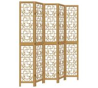 vidaXL Room Divider/Privacy Screen - 5-Panel, Foldable, Brown Solid Paulownia Wood, Versatile Use for Living Room/Office/Bedroom, 175-180x220 cm