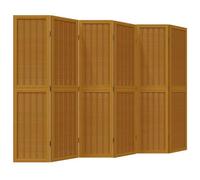 vidaXL Room Divider Privacy Screen-6-Panel Brown Solid Paulownia Wood/Bamboo Folding Partition for Office/Living Room/Bedroom
