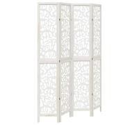 vidaXL Room Divider, Privacy Screen for Indoor Home Bedroom Living Room, Screen Privacy Panel with 4 Panels, White Solid Wood Paulownia