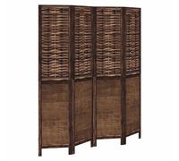 vidaXL Room Divider, Privacy Screen for Indoor Home Bedroom Living Room, Screen Privacy Panel with 4 Panels, Dark Brown Solid Wood Paulownia