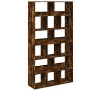 vidaXL Room Divider Bookcase/Partition - Smoked Oak, Engineered Wood - 15 Compartments - 100x33x187.5 cm