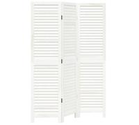 vidaXL Room Divider Privacy Screen White 3-Panel Paulownia Wood - Foldable Partition for Living Room, Bedroom, Office - 105-110x160 cm