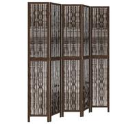 vidaXL Room Divider Screen 5 Panels - Paulownia Wood Privacy Partition, Foldable Indoor Space Separator, 220 cm Height, Dark Brown