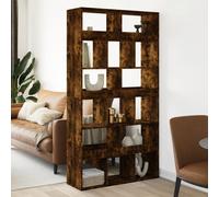 vidaXL Room Divider Bookcase/Partition - Smoked Oak, Engineered Wood - 15 Compartments - 100x33x187.5 cm