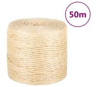 vidaXL 100% Natural Sisal Rope - 4 mm Diameter, 50 m Length, For Gardening, DIY Crafts, Cat Furniture, Home Décor and More