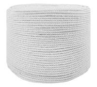 vidaXL Rope White 0.4 x 0.4 x 50000 cm Cotton, Durable, Environmentally Friendly Cotton Ropes, Flexible Craft and Garden Cord, 3-Ply