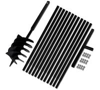 vidaXL Rotary Hammer Ground Drill Set with Handle, 200mm Extension Tube, Black Steel, Utility Drilling Equipment, Perfect for Aerate Compost