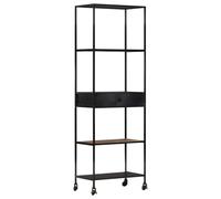vidaXL Rough Mango Wood Book Cabinet Iron Wooden Office Bookshelf Highboard
