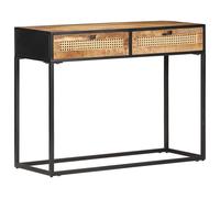 vidaXL Rough Mango Wood Console Table Natural Cane Accent Table Living Room